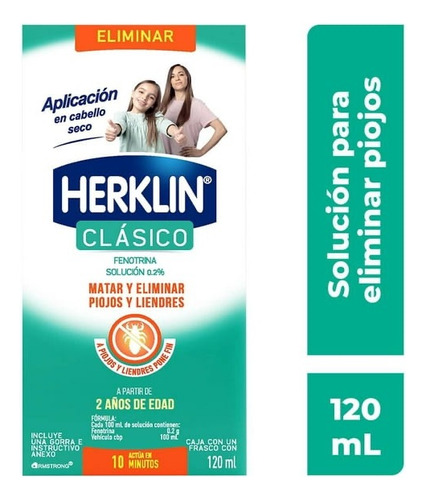 Herklin Shampoo 120 Ml 1 Frasco Elimina Piojos Y Liendres 