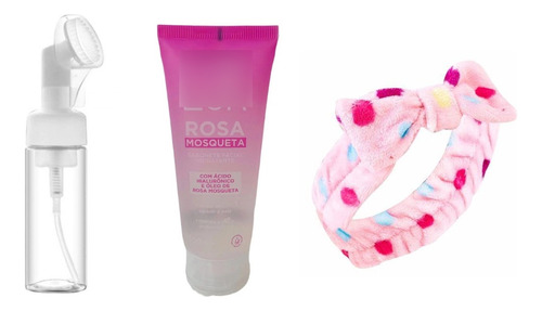 Frasco Pump Espumador + Sabonete Facial +faixa Paramaquiagem