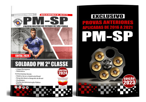 Kit Apostila + Caderno De Provas Anteriores - Soldado Pm De 2ª Classe - 2024 - Concurso Pm - Sp