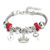 Pulsera Corona Corazón Llave Suerte Abundancia Charms