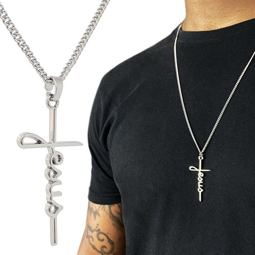 Colar Masculino Feminino Jesus Cruz Crucifixo 