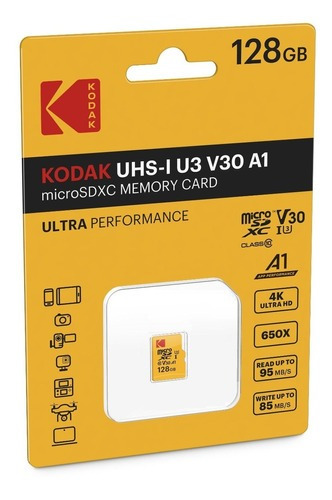 Tarjeta Memoria Micro Sd Kodak 128gb 4k Uhs-1(u3) A1 Clase10