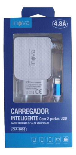 Promoção  Carregador Turbo 4.8 A Inova Entrada iPhone 2 Usb 