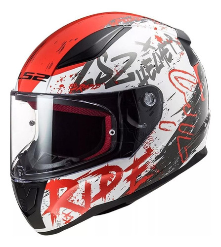 Casco Moto Integral Ls2 353 Naughty Visor Simple Rojo Blanco