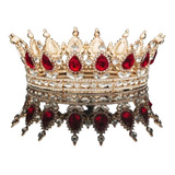 Tocado Tiara Corona Roja Novia Xv Cristal Dif. Modelos Rojo