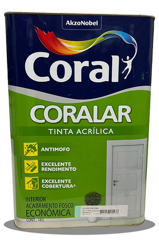 Tinta Acrílica Coral Coralar Interno Acabamento Fosco 18 L