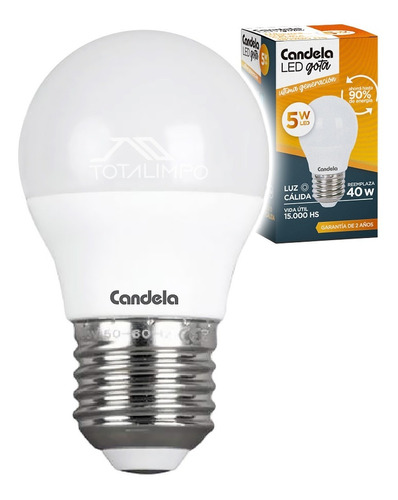 Lámpara Led Gota 5w (40w) Luz Cálida Candela 6799 Cuota