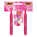 Barbeador Bic Comfort 3 Pink Descartável 2 Un