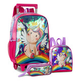 Kit Mochila De Unicornio Infantil Linda Creche Original Clio