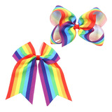 Rainbow Bows Cheerleading Ponytail Holder Rainbow Rope ...