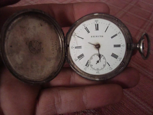 Antiguo Reloj De Bolsillo De Plata 800 Zenith 15 Rubís