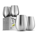 Vasos De Vino Irrompibles - Copas De Acero Inoxidable Pack 4