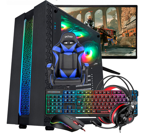 Pc Game Barato A8 Ssd 480gb + Kit Gamer+ Monitor+ Cadeira