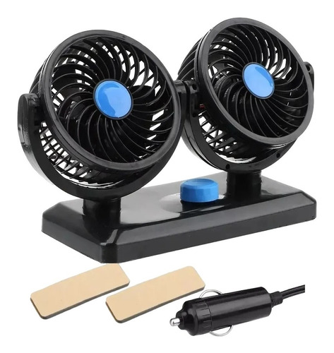 Ventiladores Portatiles Para Auto Doble De 12v Gira 360°