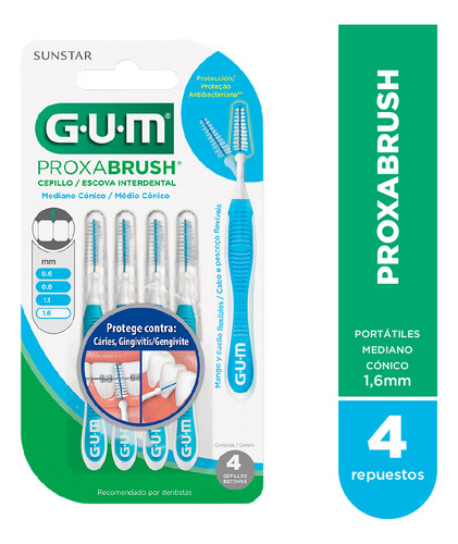 Gum Cepillo Interdental Proxabrush 1.6 Mm X 4 Unidades