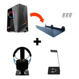 Kit Suporte Para Cpu + Suporte Para Fone De Ouvido Headset