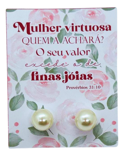 50 Brincos De Pérola E 50 Tags Mulher Virtuosa Lembrancinha