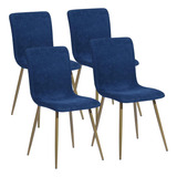 Juego De 4 Sillas De Comedor Azules 0698 Furniturer