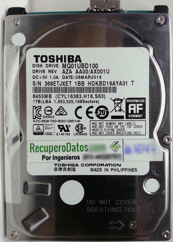 Disco Toshiba Mq01ubd100 1000gb Usb 2.5, 2849 Recuperodatos 