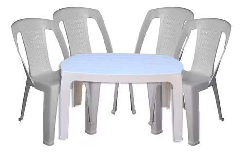 Combo 4 Sillas Capri 1 Mesa Ratona Mascardi Blanca Plastico