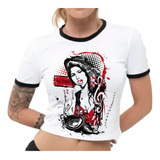 Remera Crop Top Amy Winehouse Mujer