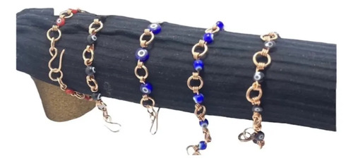 Pulsera 100 % Cobre Con Ojos Turcos Elaboradas Por Mexicanos