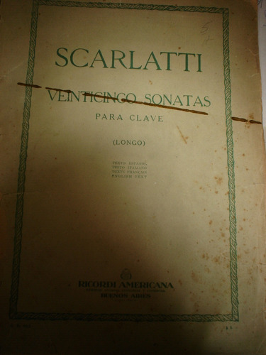 Partitura Piano  Scarlatti 25 Sonatas Para Clave  Figaro