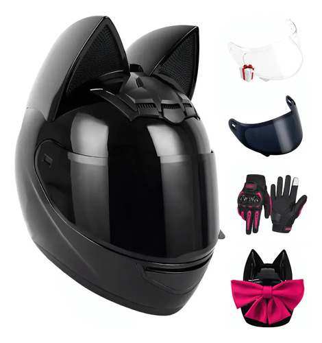 Casco Moto Mujer Certificado Dot Con Orejas De Gato | Envío gratis