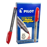 12 Caneta Marcador Retro Projetor Pilot Vermelha Ponta 2.0mm