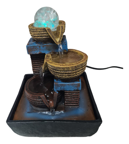 Fuente De Agua Chica 19cm + Esfera + Luz Led Deco Zen Zn