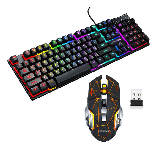 Kit Set Gamer Teclado Led + Mouse Inalambrico Usb Recargable