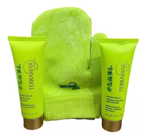 Terramar Set Spa Para Manos Bálsamo Exfoliante Guantes Bambo