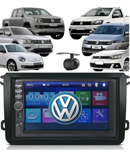 Central Multimidia Mp5 G7 G8 2 Din Vw + Moldura + Câmera Ré