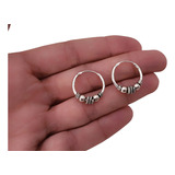 Aros Argollas 19 Mm Bali Envejecidos Bolitas Plata 925 Mod20