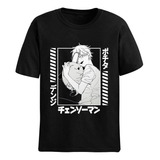 Camisa Básica Camiseta Denji E Pochita Chainsaw Man Anime