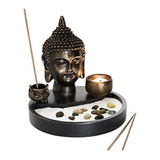 Cabeza De Buda Estatua Mesa Jardin Zen Kit Con Quemador De I