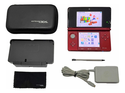 Nintendo 3ds Old Vermelho Completo Red N3ds Game Carregador