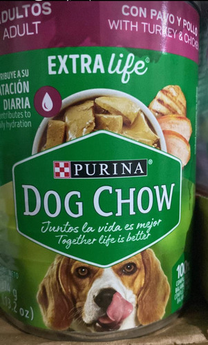 Dog Chow Adulto Sabor Pavo Y Pollo 12 Latas 374g Más Regalo 