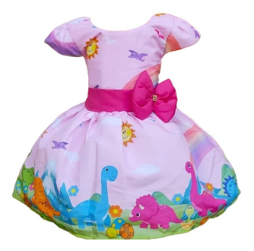 Vestido Dinossauro Dino Infantil Menina Luxinho