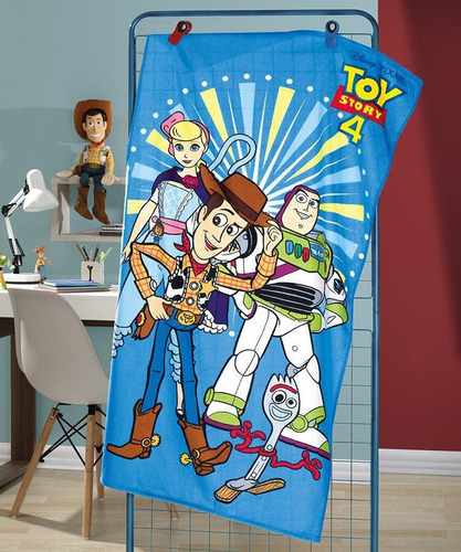 Toalha De Banho - Toy Story 07 Azul - Aveludada Dohler