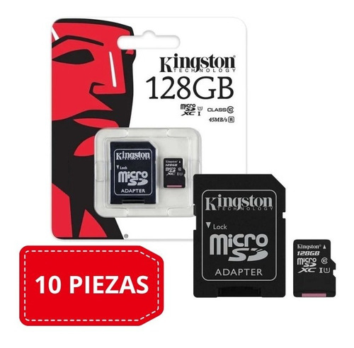 Paquete De 10 Memorias Kingston Micro Sd 128gb + Adaptador