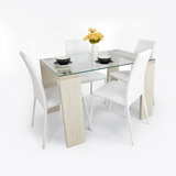 Set Comedor Milan Bali 4 Puestos - Sillas Cuero