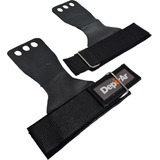 Calleras De Cuero Natural Ajustables Guante Cross Fitness Color Negro Talle 3 Dedos - Deporar