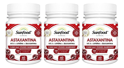 Suplemento Sunfood Kit 3 Un - Astaxantina Luteina Vitamina E