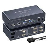 Pvbctcsid Conmutador Kvm Hdmi 2 Monitores 2 Computadoras 4k6