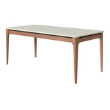 Mesa De Jantar Addar 1.8 C/ Vidro Off White Fosco/natural