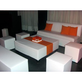 Juego De Living Sillon Puff Mesa Ecocuero Bl.consultar Lote 