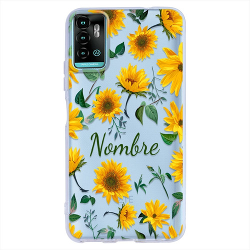 Funda Zte Blade Flores Girasoles Personalizada Con Tu Nombre