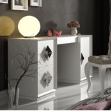 Mueble Tocador Maquillador Laqueado Dormitorio Espejo Modern Color Blanco