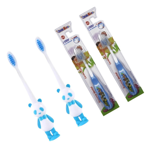 Kit 4 Escovas Dental Para Criança Macia Capa Protetora Top